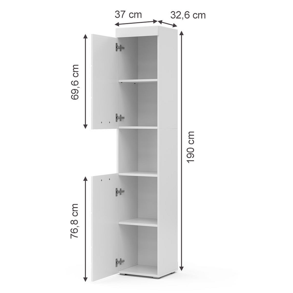 KÚPEĽŇOVÁ SKRINKA Luna biely 37 x 190 cm - biela, kompozitné drevo (37/190/32.6cm) - Vicco