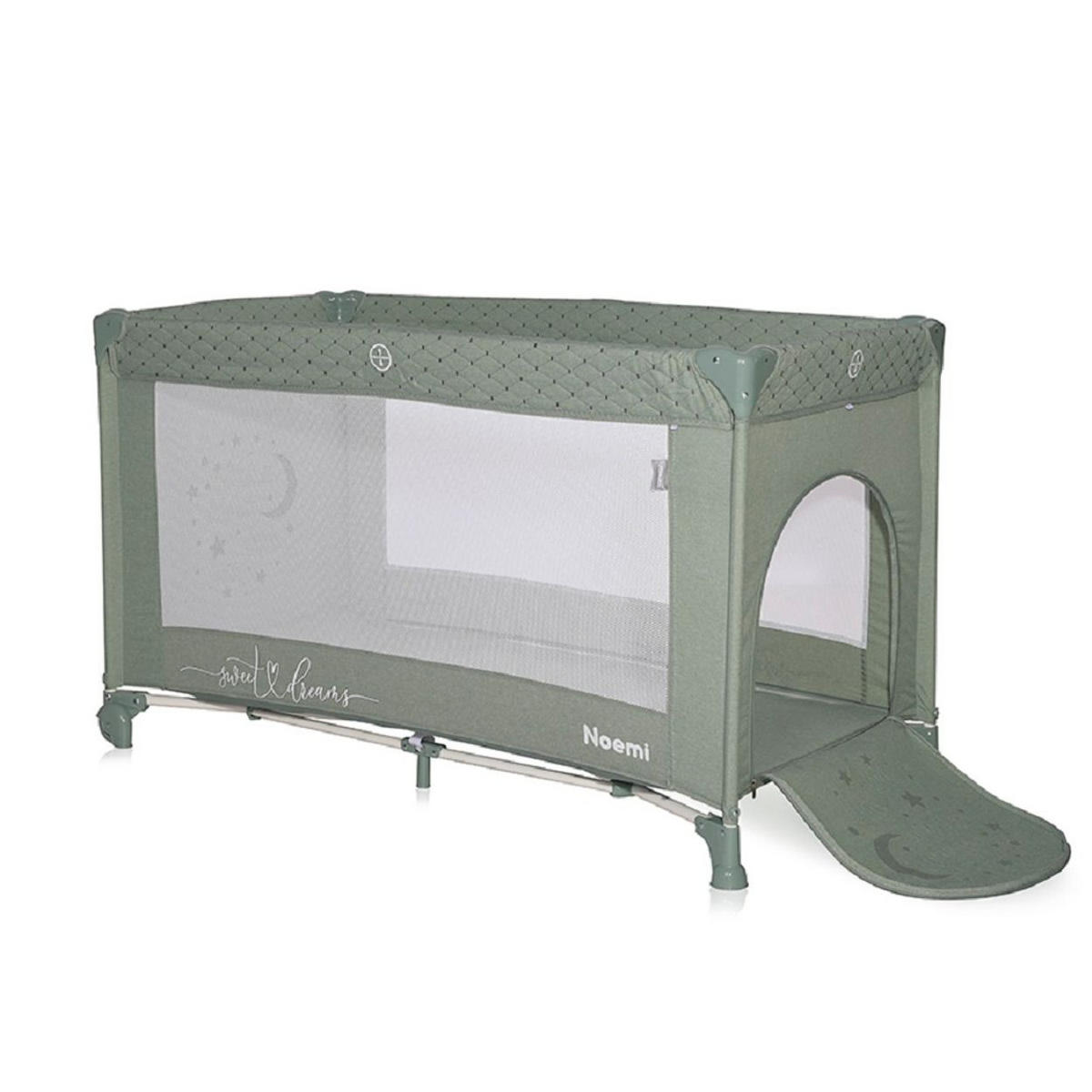 BABYREISEBETT Laufstall Noemi dunkelgrün eine Ebene, seitliche Öffnung, Matratze - Grün, Kunststoff (60/120cm) - Lorelli
