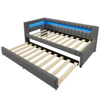 AUSZIEHBETT 90/200 cm DE-04931, mit LED in Grau - Grau, Holzwerkstoff (90/200cm) - ComfortXL