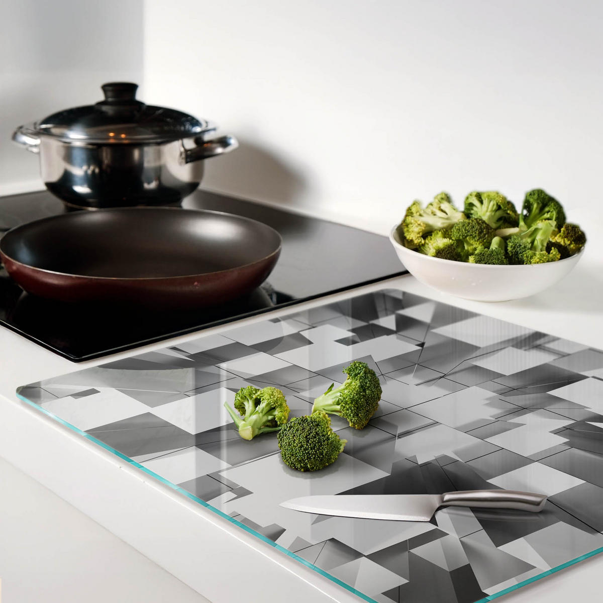 GLASPLATTE 60x52 cm Abstrakt - Grau, Glas (60/0.4/52cm) - TULUP