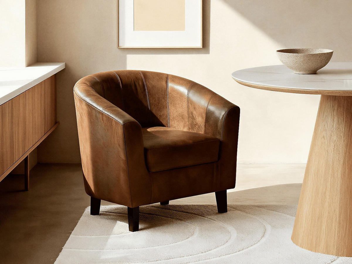 LOUNGE-SESSEL - Microfaser - Braun - CRISTOBAL II - Braun, Textil (78/76/71cm) - Vente-Unique