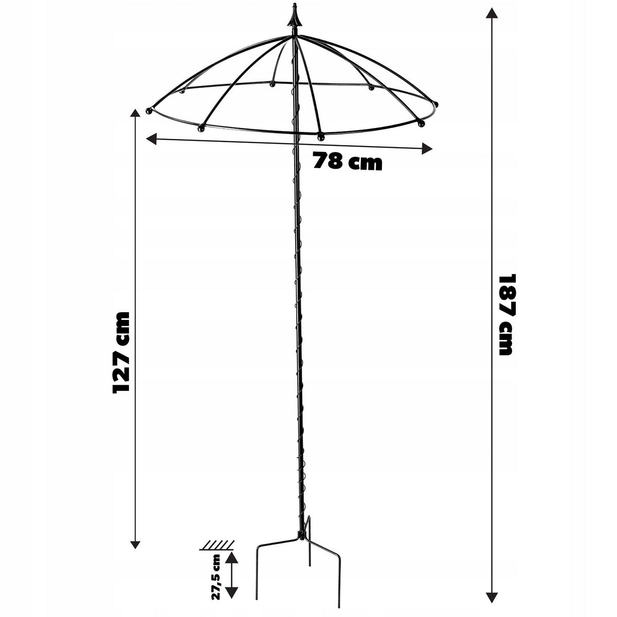 GARTENSCHIRM 190 cm - Schwarz, Metall (78/190cm) - KADAX