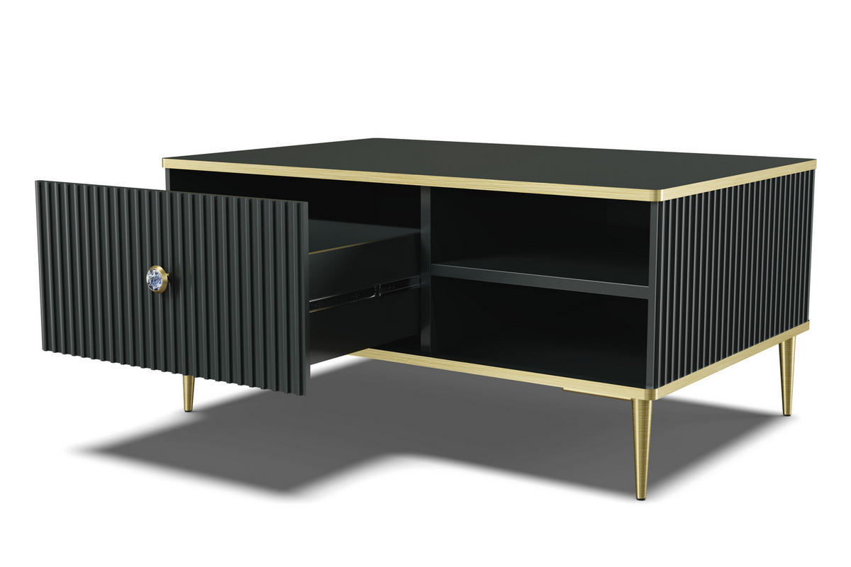 COUCHTISCH Schwarz, Gold 90/43/60 - Schwarz, Holzwerkstoff (60/90/43cm) - RAUMHIRSCH FURNITURE