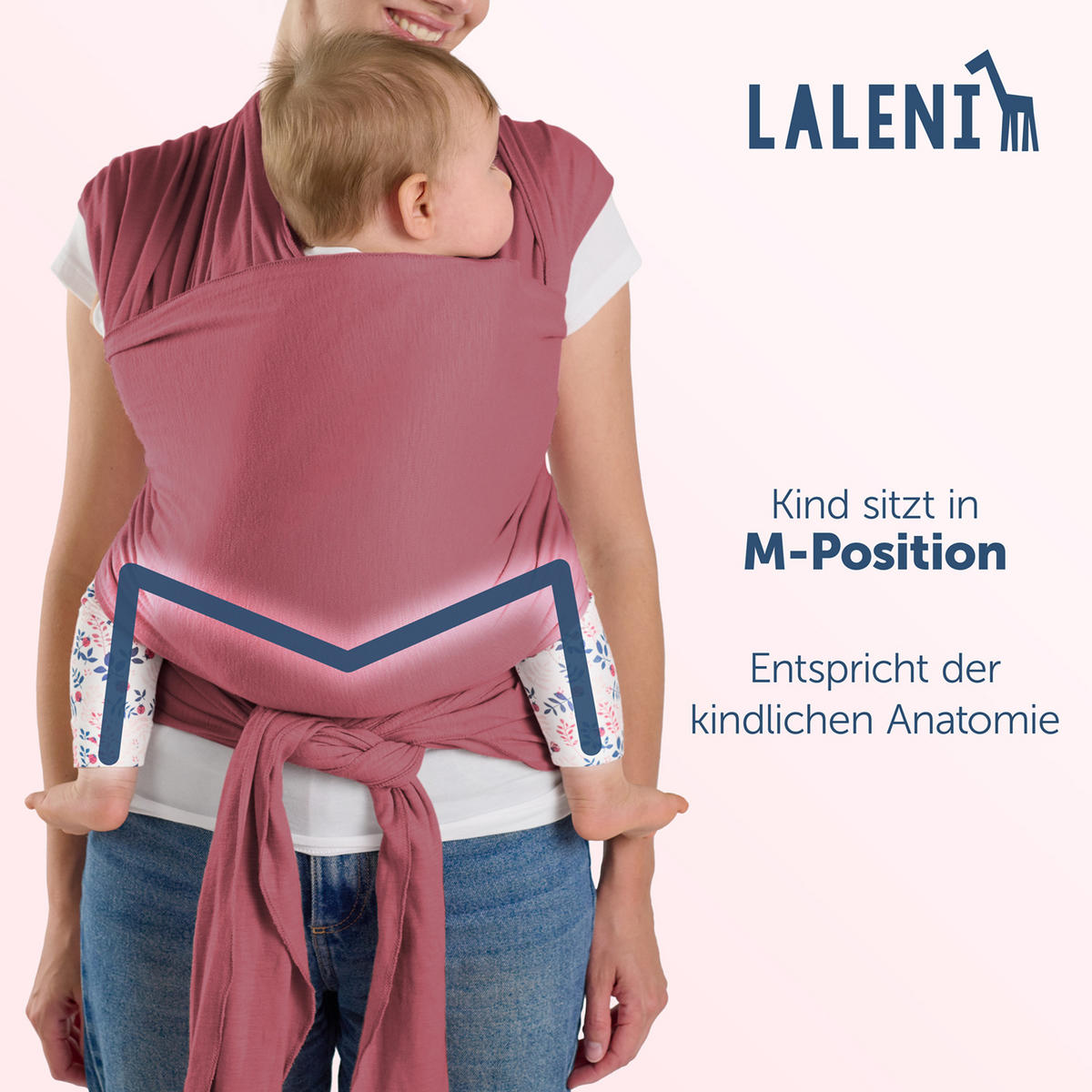 BABYTRAGEN für Neugeborene bis 15 kg - 100% Baumwolle (Ohne Elasthan) - Rot - Rot, Textil (60/5.1cm) - Laleni