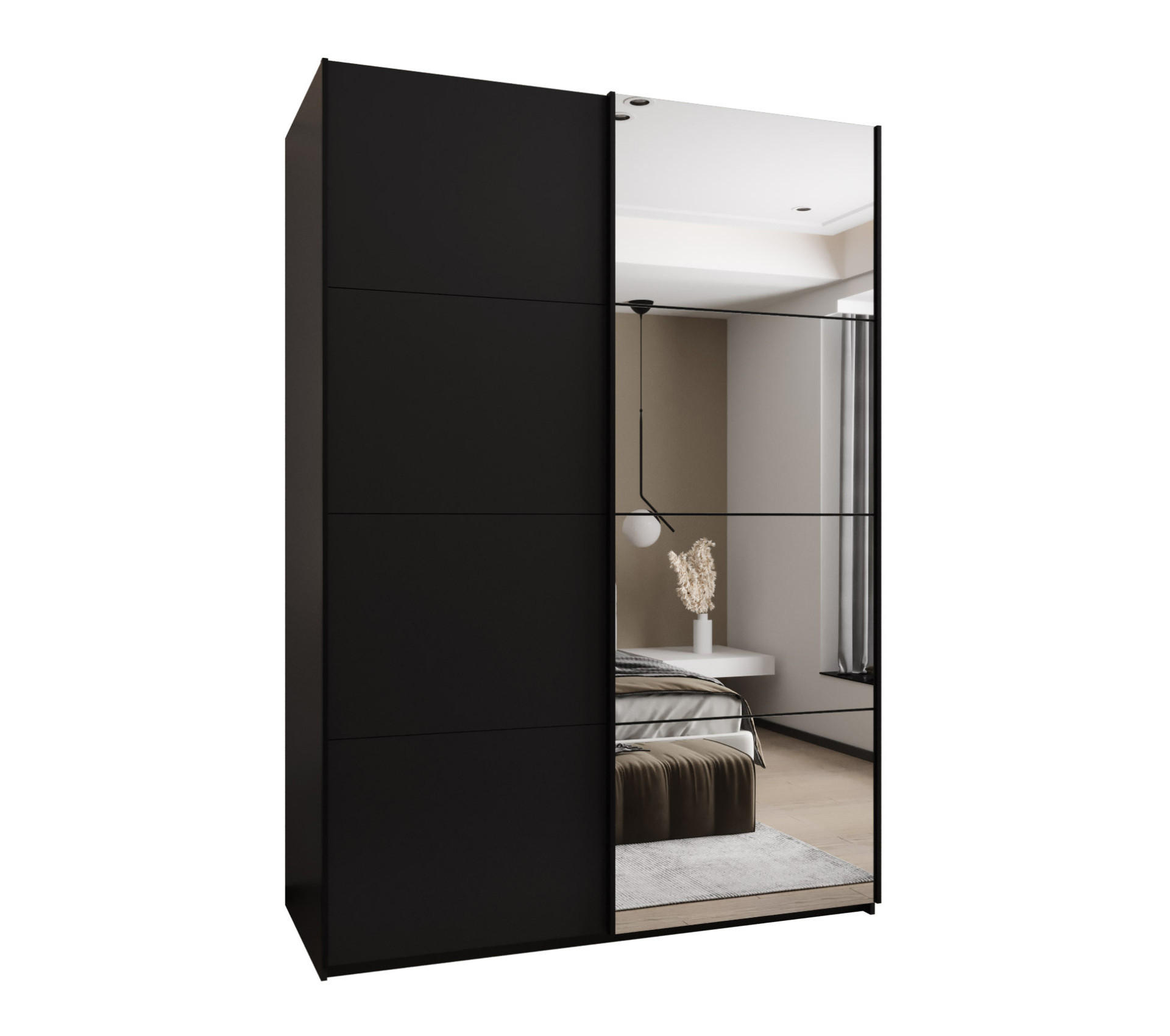 SCHWEBETÜRENSCHRANK 245,5/180/64 2-türig - Schwarz, Holz/Metall (180/245/64cm) - Abiks Möbel