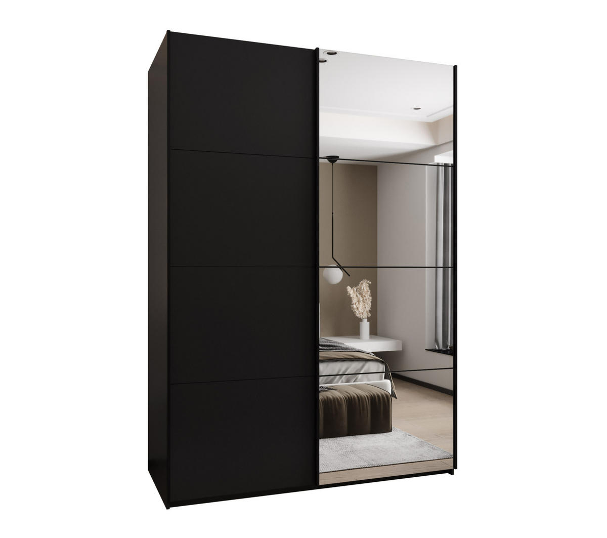 SCHWEBETÜRENSCHRANK 245,5/180/64 2-türig - Schwarz, Holz/Metall (180/245/64cm) - Abiks Möbel