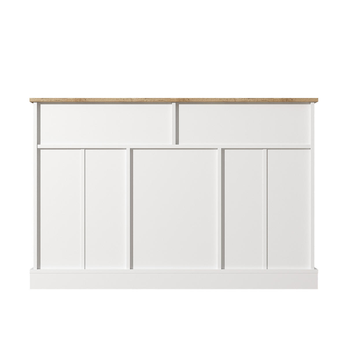 SIDEBOARD 120/36/80,5 cm Weiß/Holzfarbe aus Spanplatte mit 3 Türen - Weiß, Holzwerkstoff (120/80.5/36cm) - OKWISH