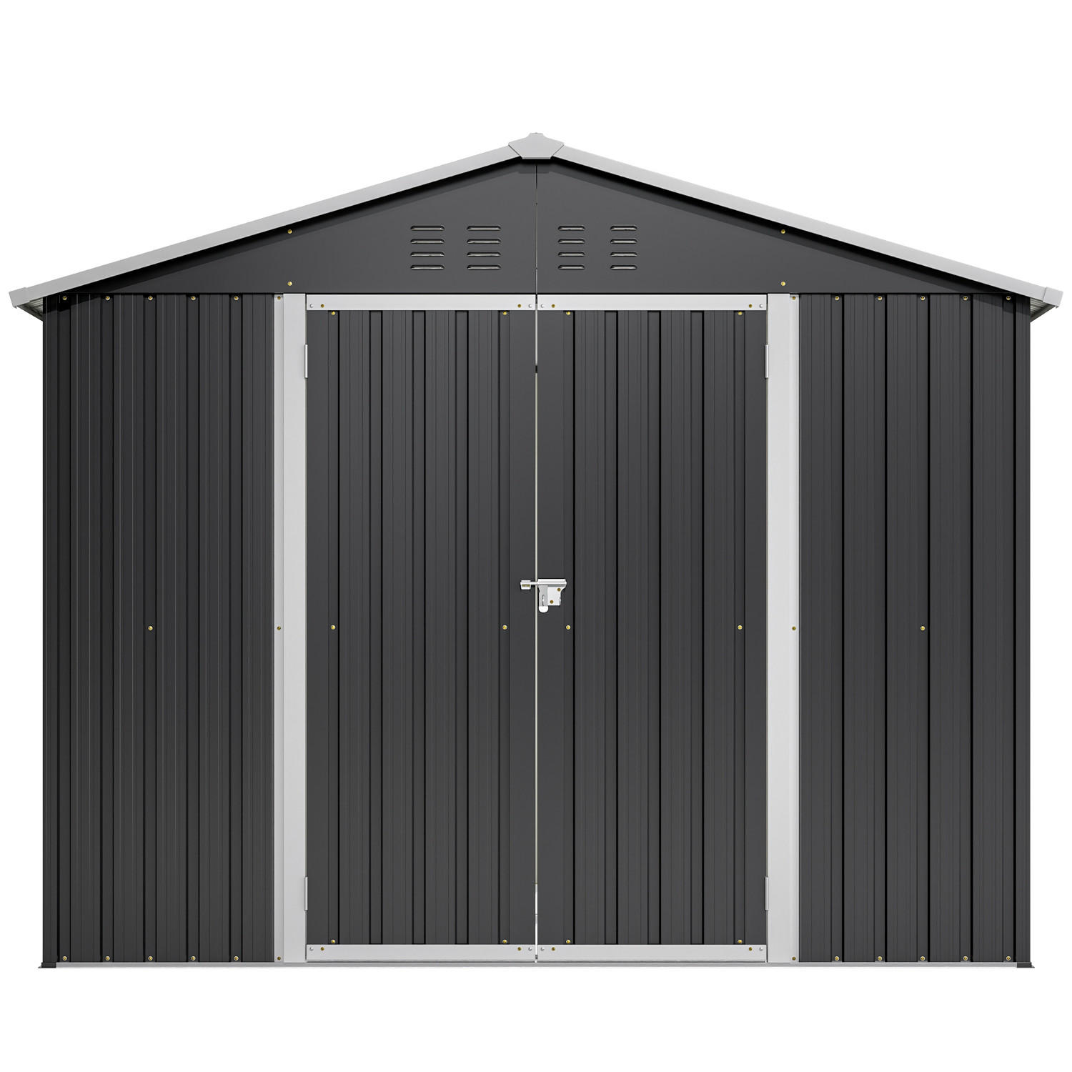 GERÄTEHAUS 240.4/192.3/191 cm Schwarz mit praktischer Klapptür und Fundament - Schwarz, Metall (192.3/191/240.4cm) - Oxeza
