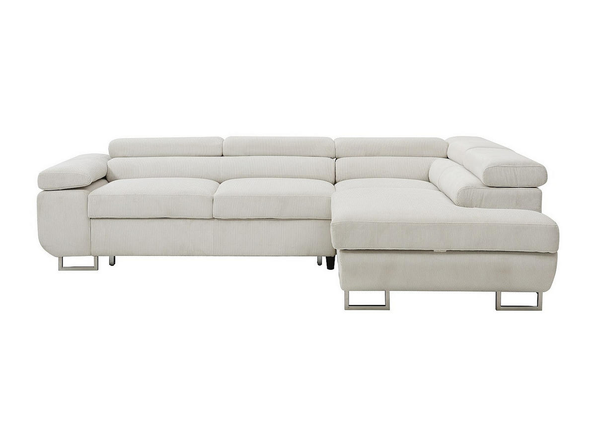 ECKSOFA mit Schlaffunktion - Ecke rechts - Cord - Beige - NURAZIO - Beige, Textil (268/202cm) - Vente-Unique