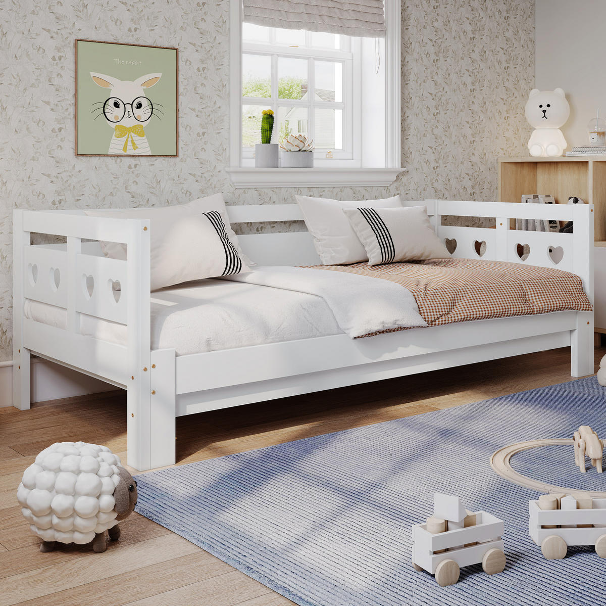 TAGESBETT 90/190 cm Weiß aus Kiefer massiv mit 2 Schlafgelegenheit - Weiß, Holzwerkstoff (90/190cm) - OKWISH