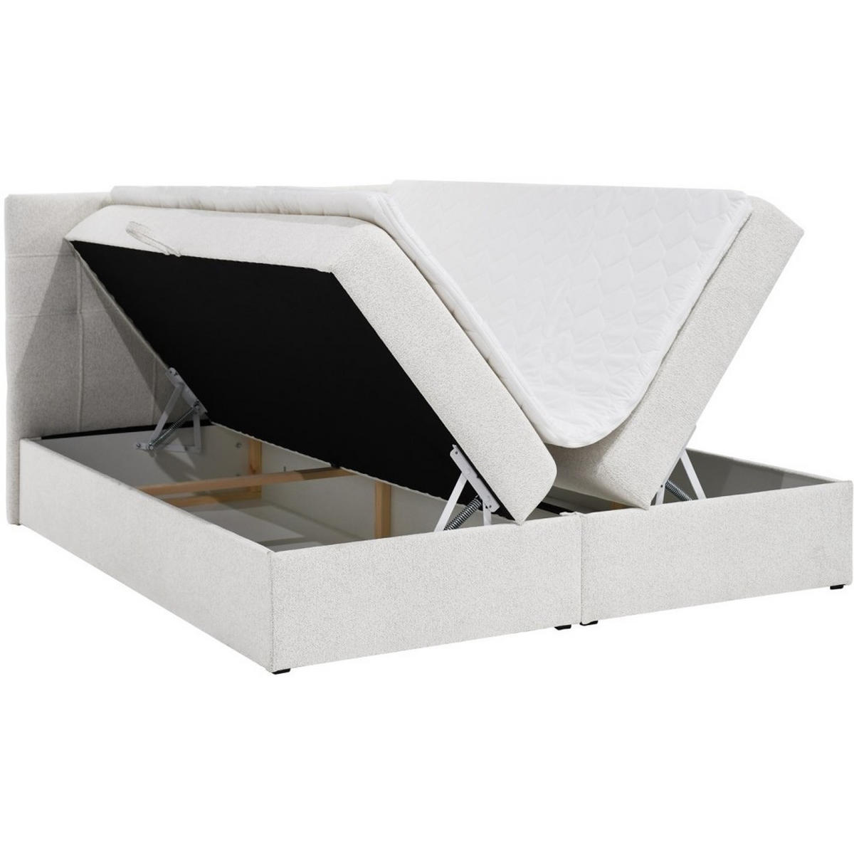 POLSTERBETT Topiq I 184/203/103 dunkelbeige, Bouclé-Stoff - Beige, Holzwerkstoff (180/200cm) - Beautysofa