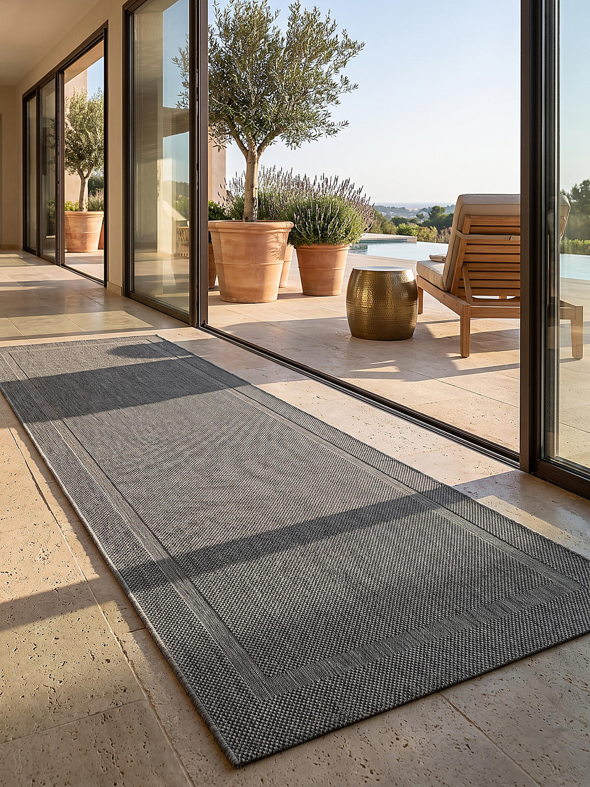 TEPPICHLÄUFER Bordüre BORNO Polypropylen Anthrazit 80 x 150 cm - Anthrazit, Textil (80/150cm) - KADIMA DESIGN