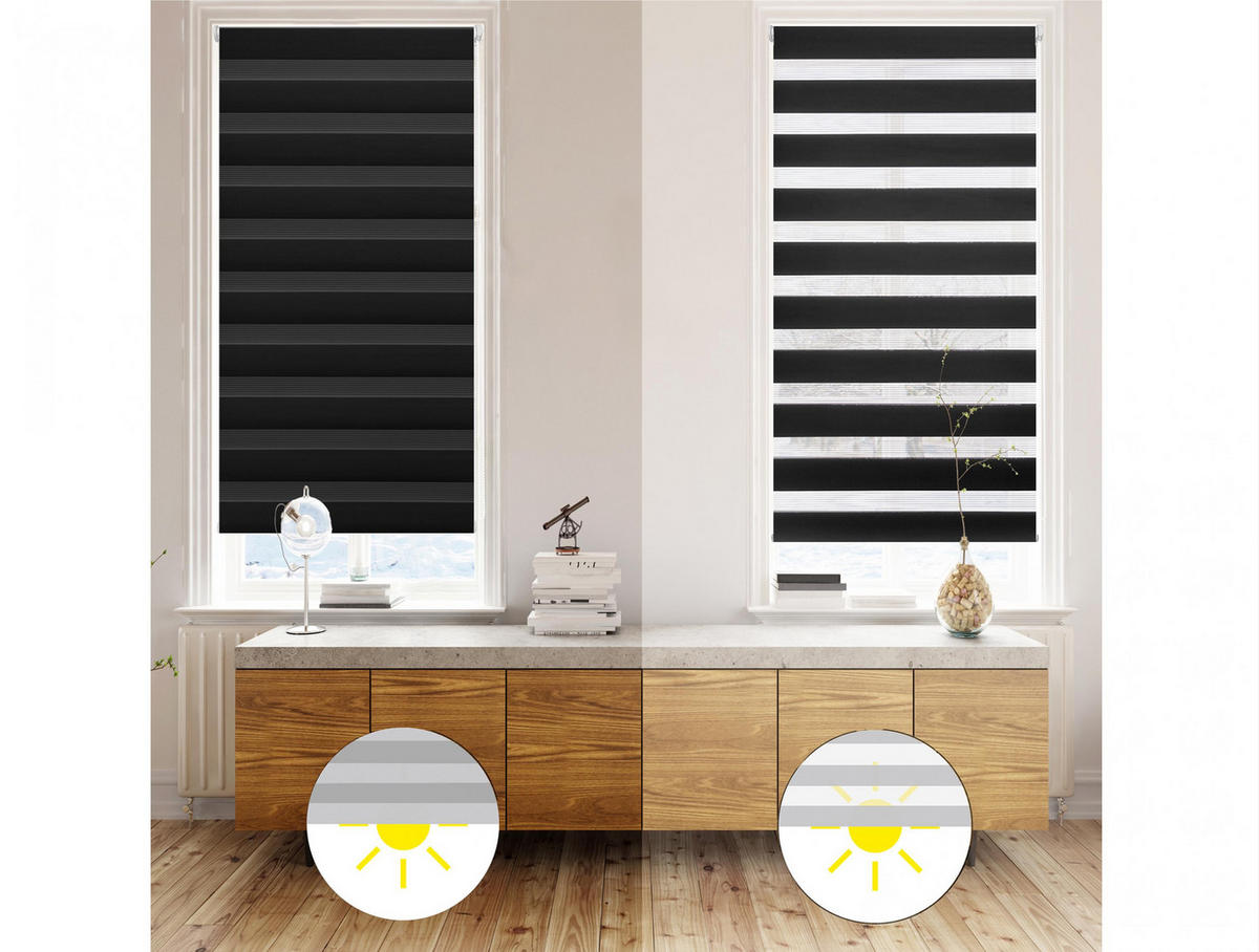 ROLLO Polyester Transluzent SCHWARZ 67x180 - Schwarz, Textil (67/180/1cm) - Purline
