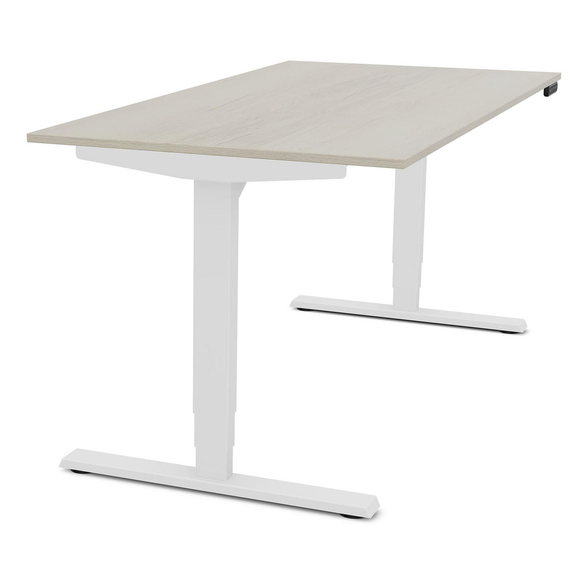 SCHREIBTISCH Elektrisch höhenverstellbarer Schreibtisch Y-Line Eiche Polar Signalweiß 160/80/62-127cm - Eiche Bianco/Weiß, Holzwerkstoff/Metall (80/160/127cm) - ASSMANN