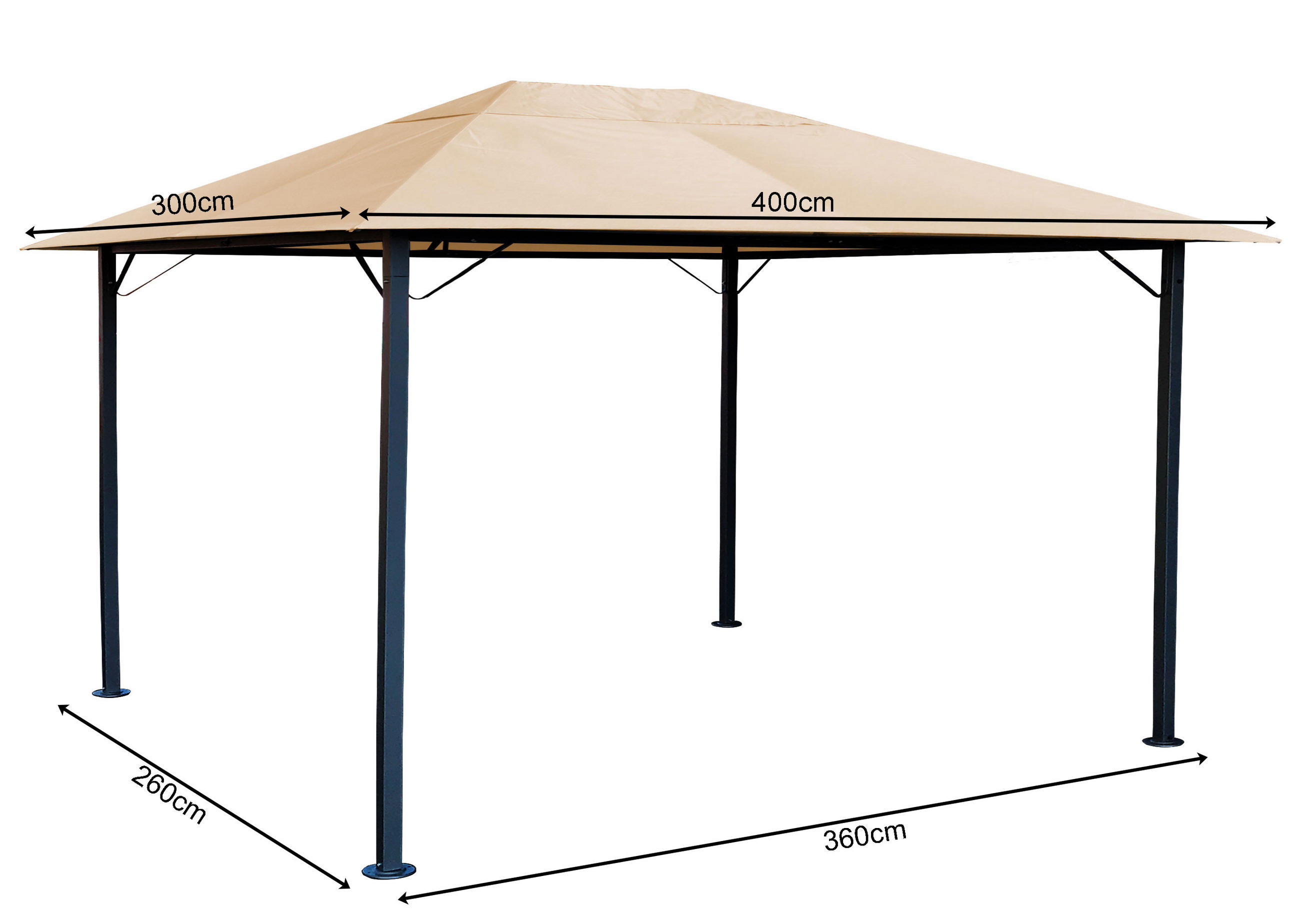 PAVILLON Nizza 3x4m Sand - Beige, Metall (300/263/400cm) - QUICK STAR