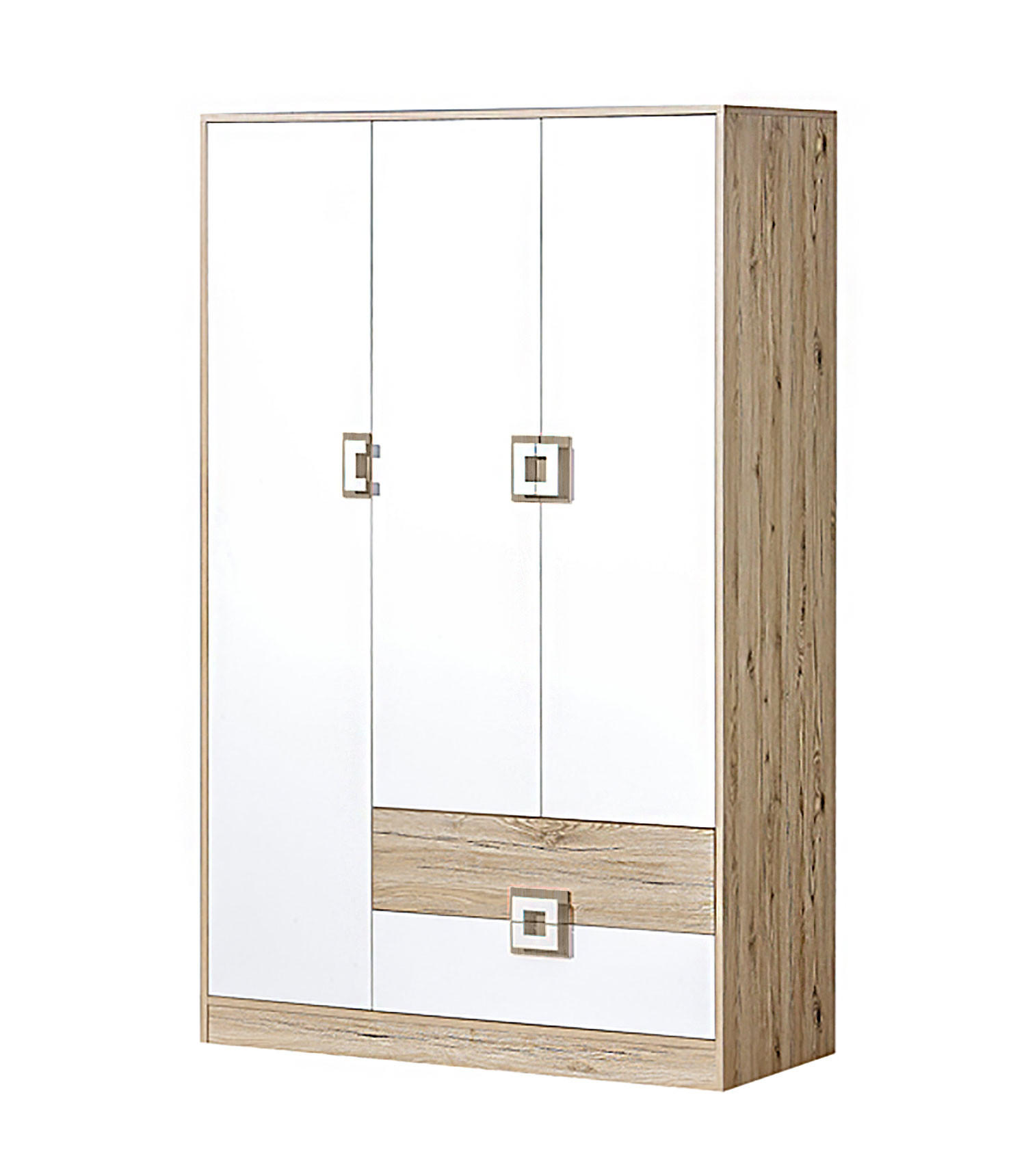 KLEIDERSCHRANK Nico 3 Eiche hell / Weiß-Farbapplikation Eiche hell 120 / 50 / 190 cm - Hellbraun/Weiß, Holz/Holzwerkstoff (120/190/50cm) - Feldmann-Wohnen