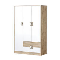KLEIDERSCHRANK Nico 3 Eiche hell / Weiß-Farbapplikation Eiche hell 120 / 50 / 190 cm - Hellbraun/Weiß, Holz/Holzwerkstoff (120/190/50cm) - Feldmann-Wohnen