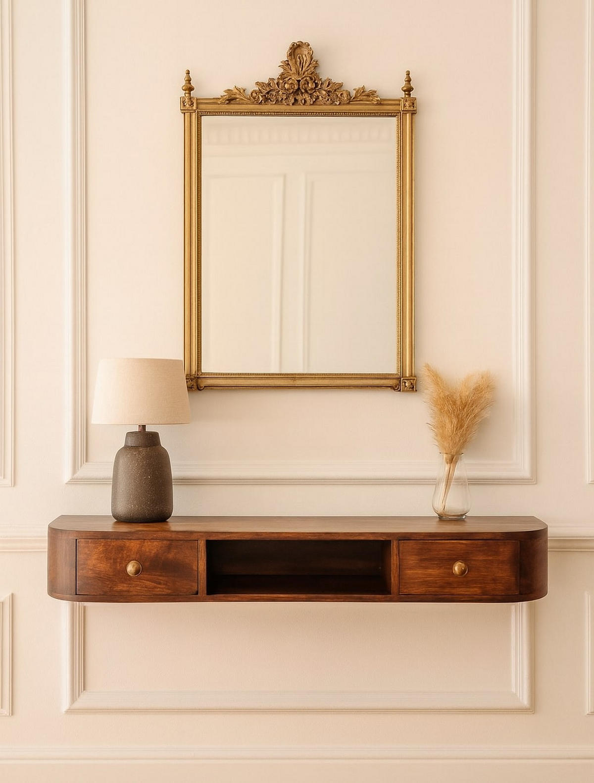 KONSOLENTISCH Kastanien-Finish, 2 Schubladen, 1 offenes Regal, Dunkelbraun - Dunkelbraun, Holz (110/30/15cm) - Artisan Furniture