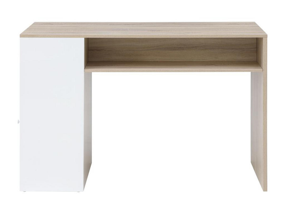 BARTISCH mit Stauraum - Weiß & Holzfarben - NIRAYA - Naturfarben, Holz (60/100/150cm) - Vente-Unique