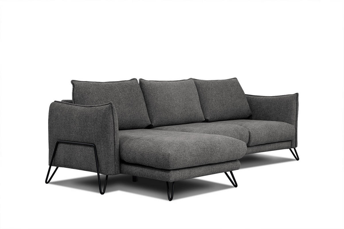 ECKSOFA HOSTEN 4-Sitzer, anthrazit - Anthrazit/Schwarz, Holzwerkstoff/Textil (158/269cm) - Courtois Laville