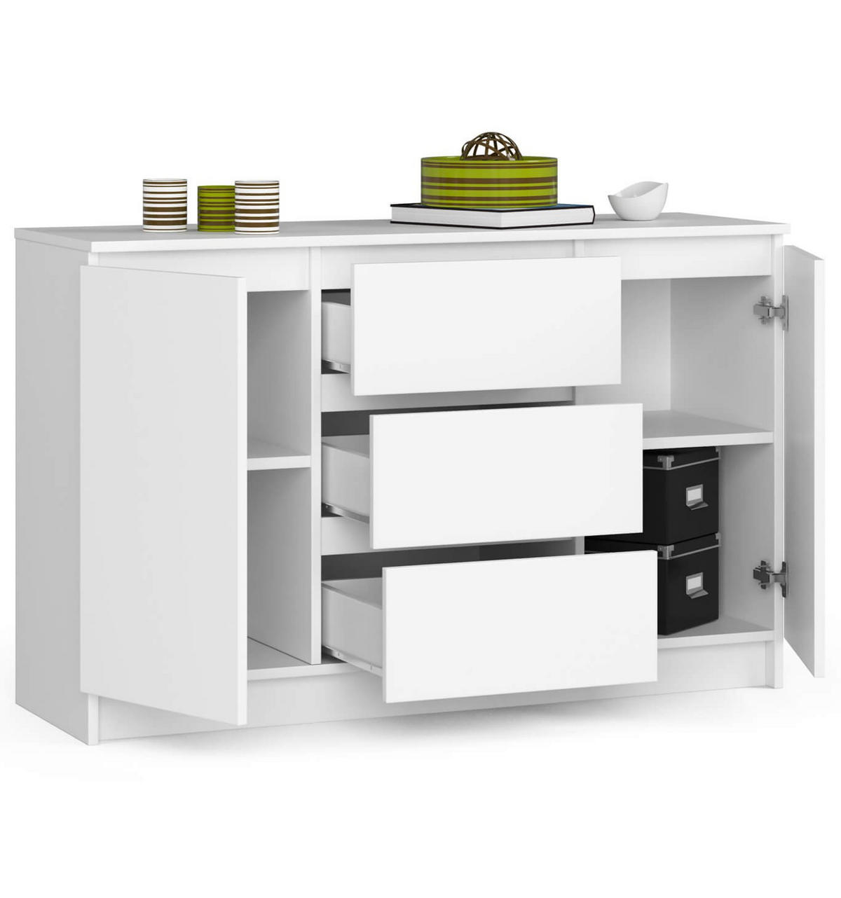 KOMMODE Weiß 120x40x77 cm - Weiß, Holzwerkstoff (120/77/40cm) - Akord