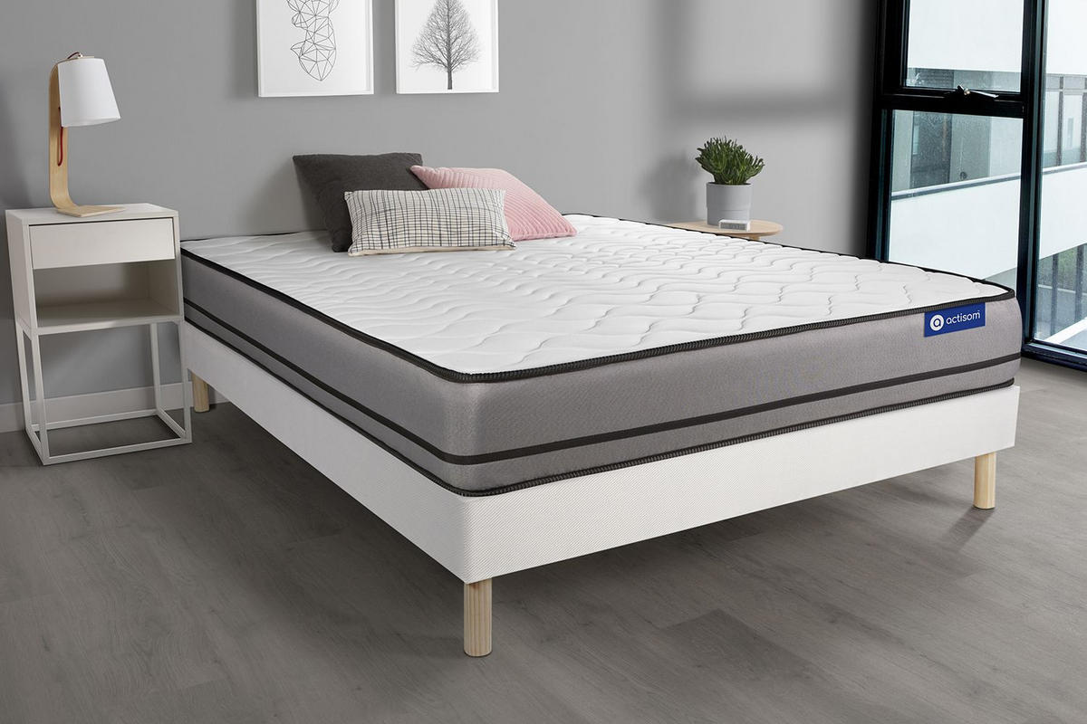 BETT Actimemo night Memory-Schaum 90 x 200 cm h4 - Kit Bettgestell Weiß - Beige/Weiß, Holz (90/200cm) - ACTISOM
