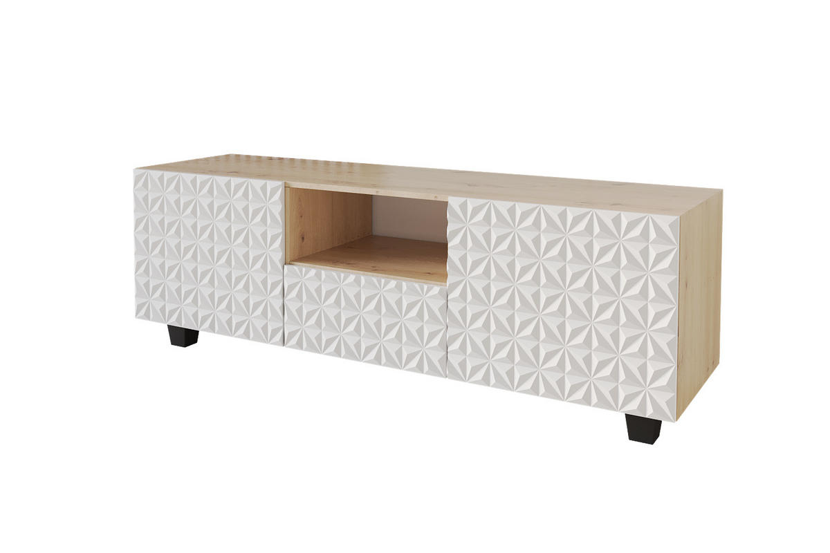 LOWBOARD VIRA-S 140x40x41 cm - Artisan / Weiß - Schwarz/Weiß, Holzwerkstoff (140/50/41cm) - ALTDECOR