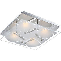 LED DECKENLEUCHTE Kristalloptik Silber Chrom - Silberfarben, Glas (30/30/8.4cm) - Globo Lighting