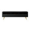 TV-SCHRANK Oval Schwarz mit 3 Schubladen 160 cm - Goldfarben/Schwarz, Holzwerkstoff/Metall (162/49/38cm) - Selsey