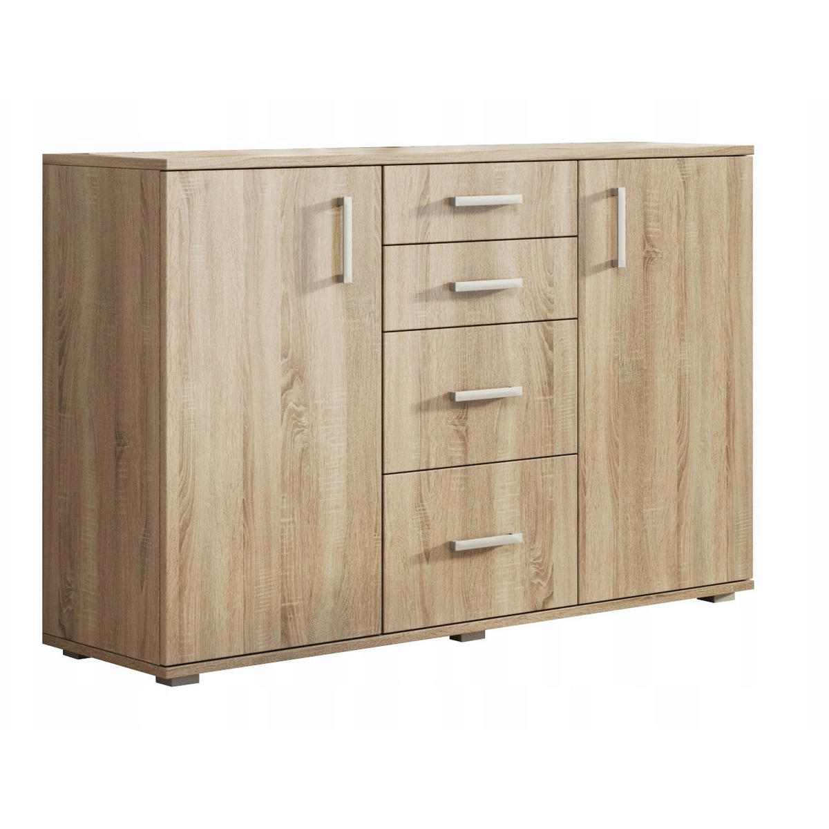 KOMMODE MILANO 130/103/43 cm mit 4 Schubladen 2 Türen Sonoma Eiche - Sonoma Eiche, Holzwerkstoff (130/103/43cm) - MASSENO