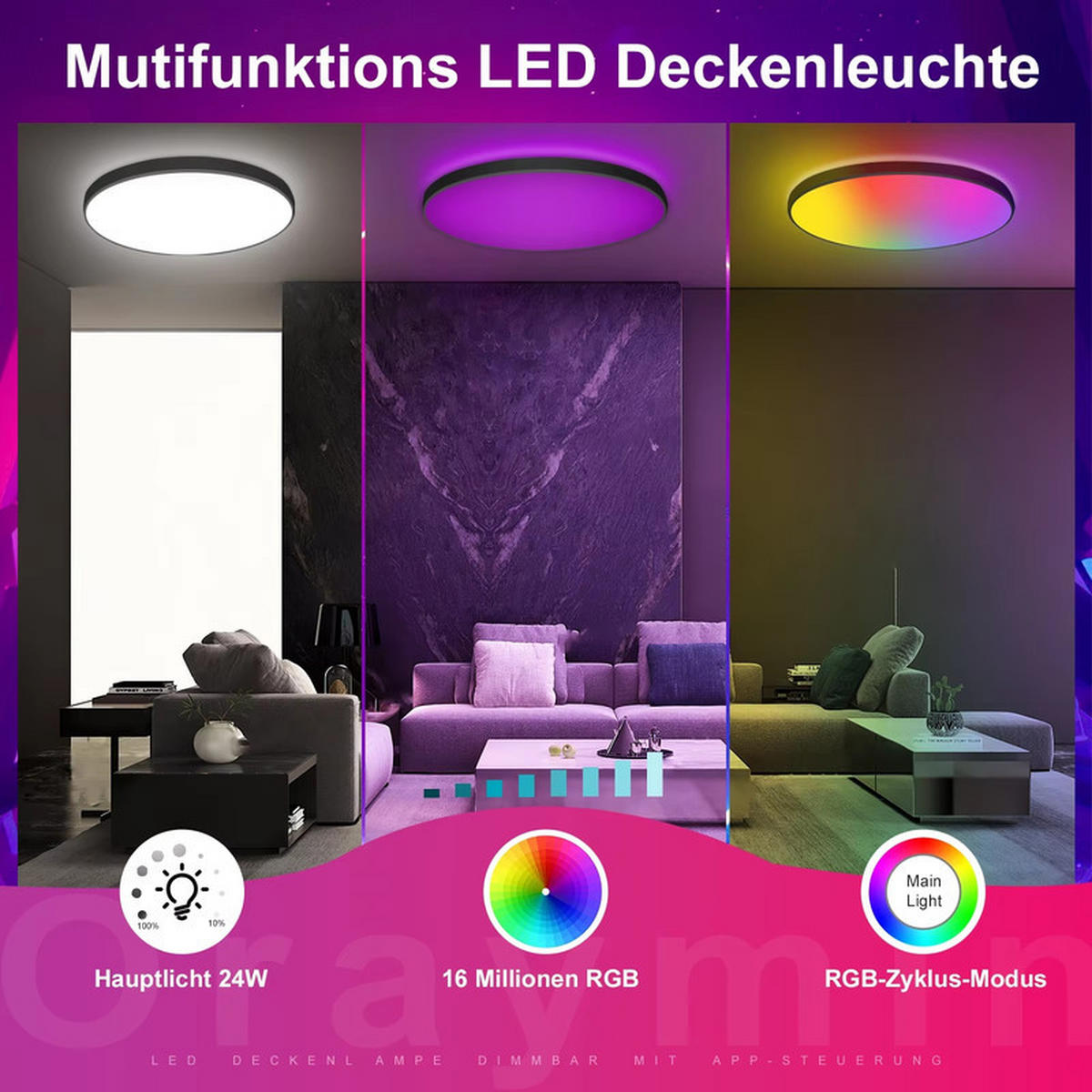 LED-DECKENLEUCHTE 30 cm Schwarz 2 Stück Set - Schwarz, Kunststoff (30/30/4cm) - Coonoor