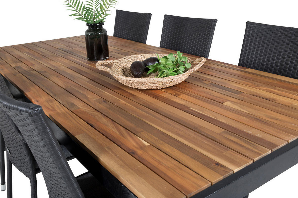 GARTENTISCHGRUPPE Schwarz - Schwarz, Holzwerkstoff - ebuy24