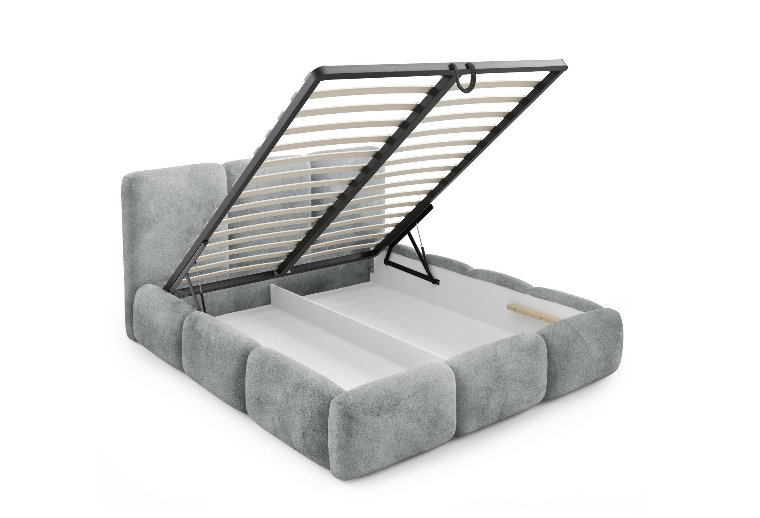 POLSTERBETT mit Stauraum Bouclé-Stoff 200x200 cm in Grau - Grau, Textil (200/200cm) - Home Collective