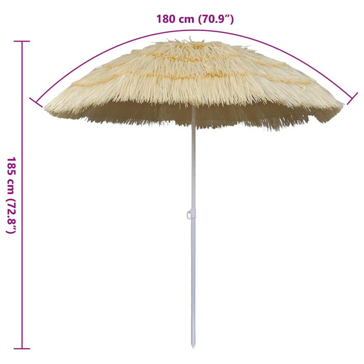 STRANDSCHIRM Hawaii-Stil Kippbar - Beige, Textil (160/180cm) - vidaXL