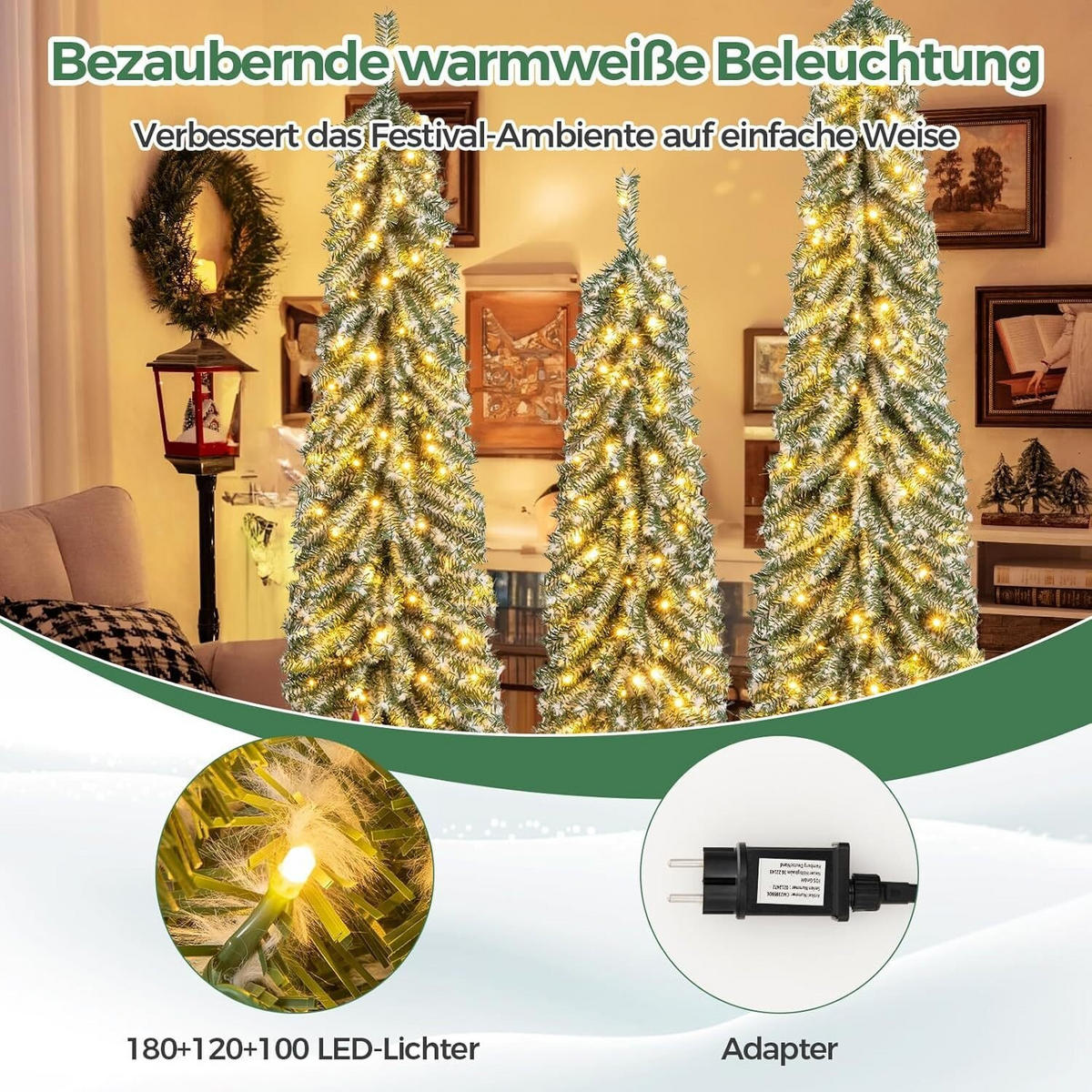 WEIHNACHTSBAUM 180cm Grün(3-teilig) - Grün, Metall (180cm) - COSTWAY