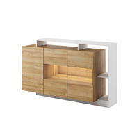 SIDEBOARD Panzo Eiche Grandson / Weiß - 155 cm - Grifflos - Eichefarben/Weiß, Holzwerkstoff (155/93/44cm) - Ravio
