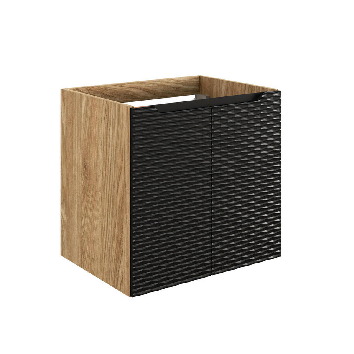 WASCHTISCHKOMBI 90 cm 3 Teile - Ocean Black O BM451 in Schwarz / Geölter Eiche - Eichefarben/Schwarz, Holz (90/57/46cm)