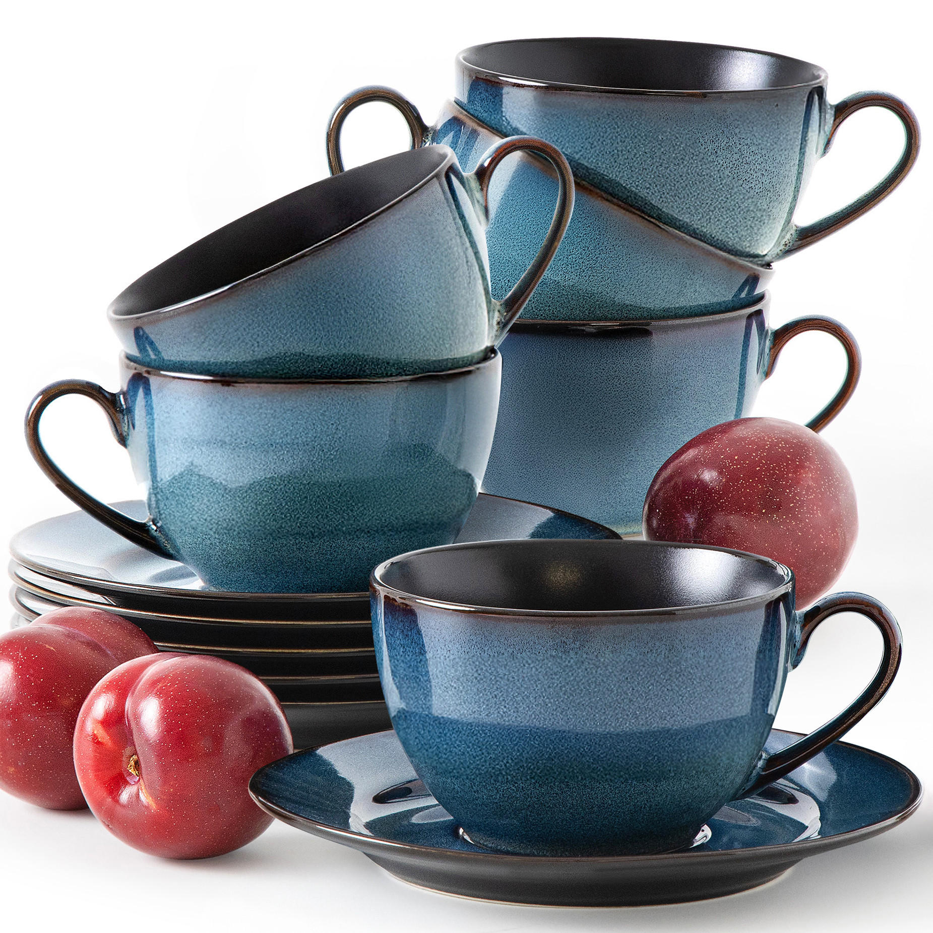 KAFFEESERVICE 6 Personen BALI 12-tlg - Blau, Keramik (9.5/6.5/9.5cm) - Ritzenhoff Breker