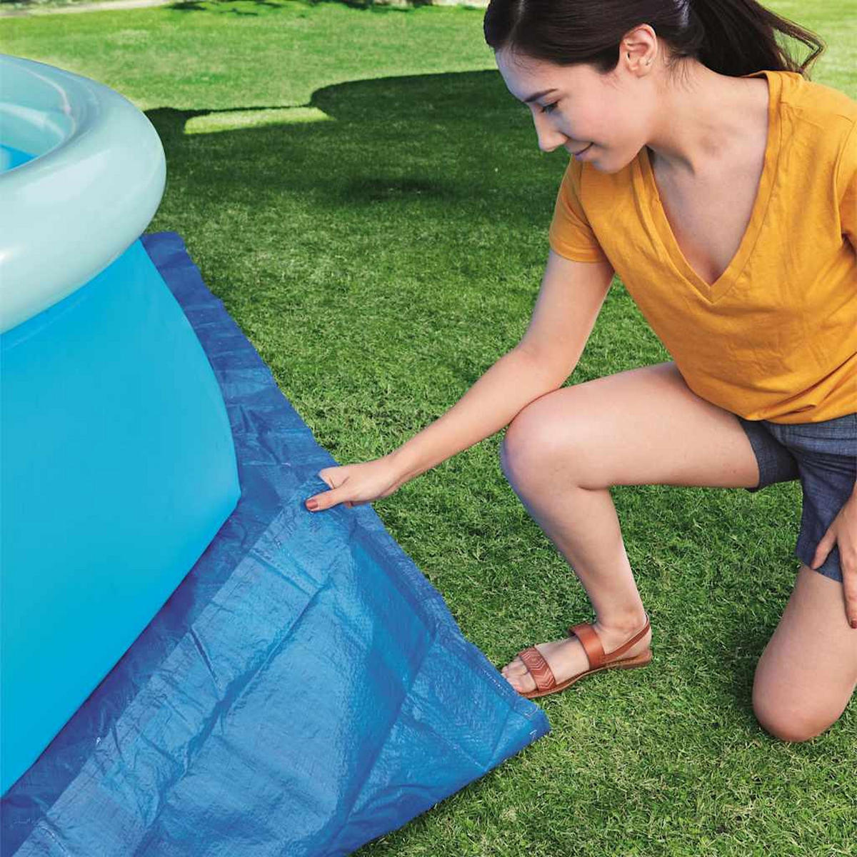 POOL-BODENPLANE BESTWAY Flowclear 335/335 Cm - Blau, Kunststoff (3/335cm) - Bestway