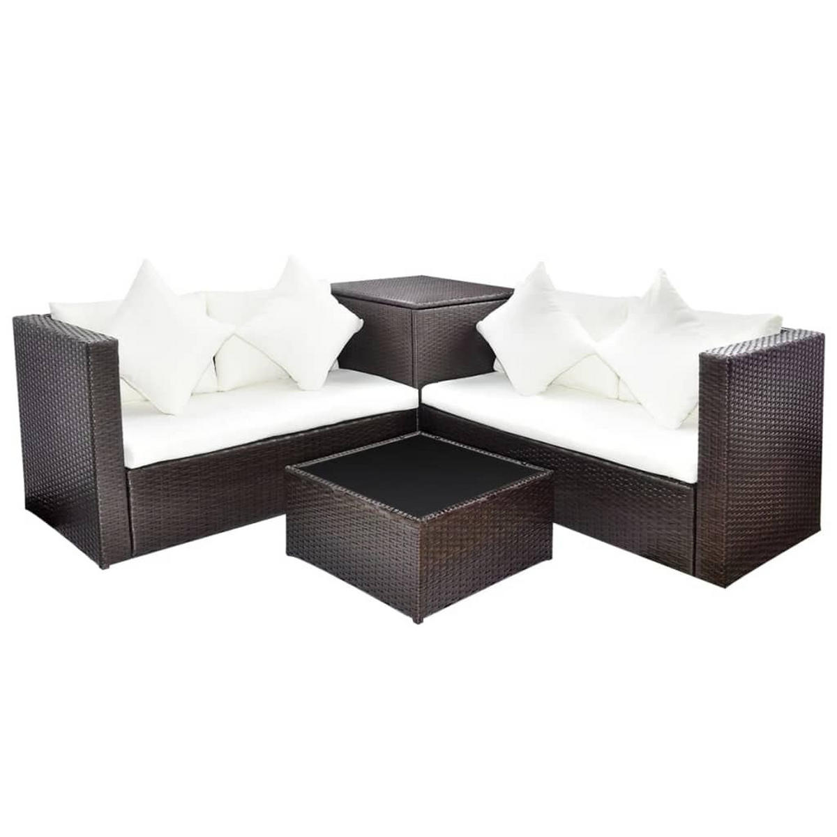 GARTEN-LOUNGE-SET 4-teilig Mit Auflagen Poly Rattan Braun - Braun, Kunststoff - vidaXL
