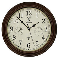 WANDUHR Holz Retro Vintage HORNBERG (FUNK) Loft Wand Uhr - Dunkelbraun, Glas/Holz (35/35/5.5cm) - Holzwerk