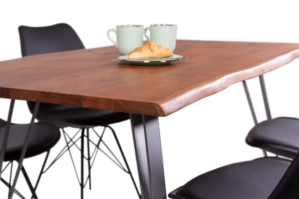 ESSTISCH CELIA - Silberfarben/Braun, Holz/Metall (80/120/77cm) - SAM