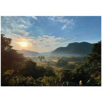 FOTOTAPETE Landschaft Gebirge Blau 300x210 cm - Multicolor, Papier (300/210cm) - Wallarena