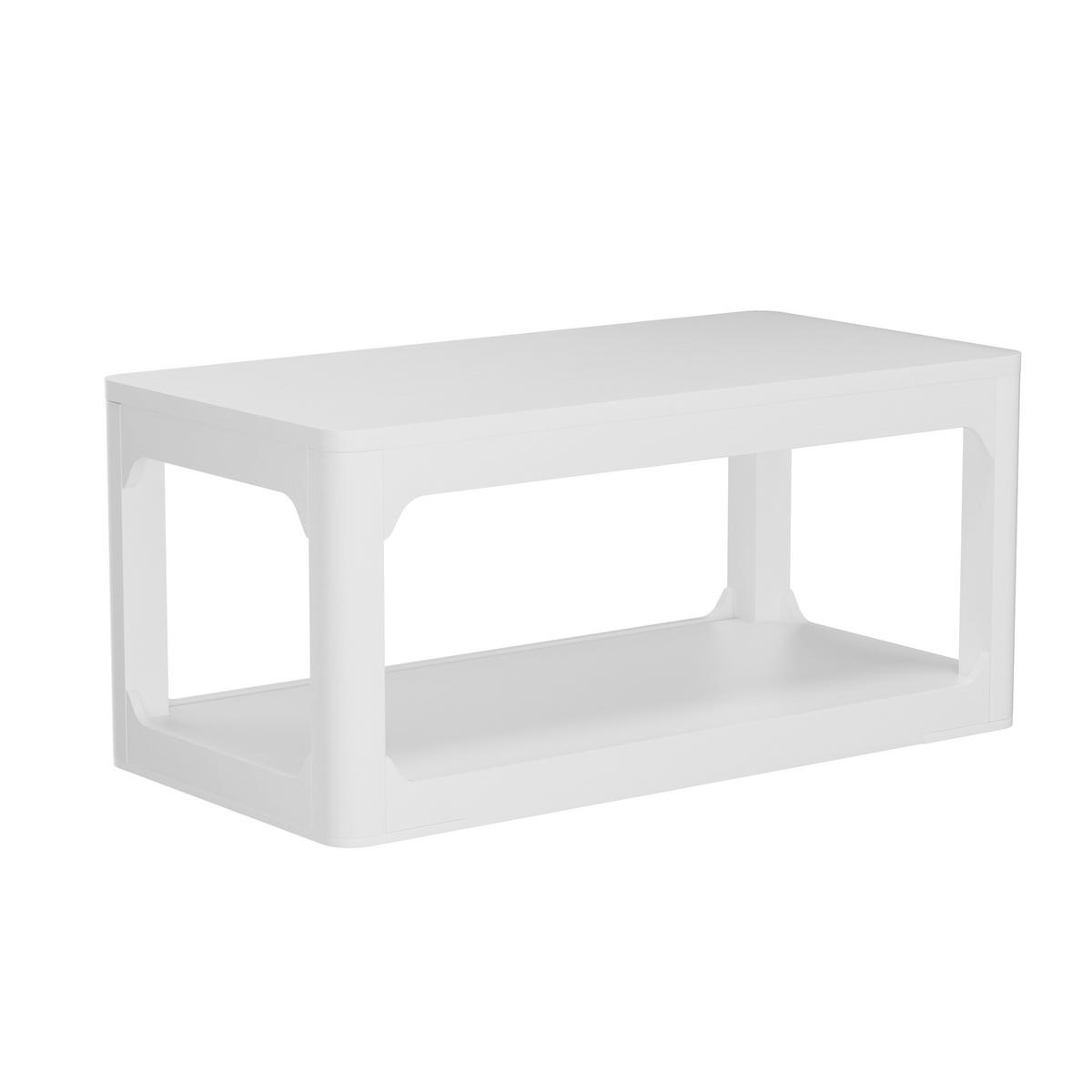 COUCHTISCH in Weiß mit 2 Ablagefächern und 3 cm starker Tischplatte für Wohn- und Schlafzimmer, B100/T50/H44,5 cm - Weiß, Holzwerkstoff (50/100/44.5cm) - STILVORA
