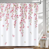 DUSCHVORHANG Rosa Sakura Kirschblüte Polyester schimmelresistent wasserdicht waschbar - Pink, Textil (180/1cm) - MCBOSON