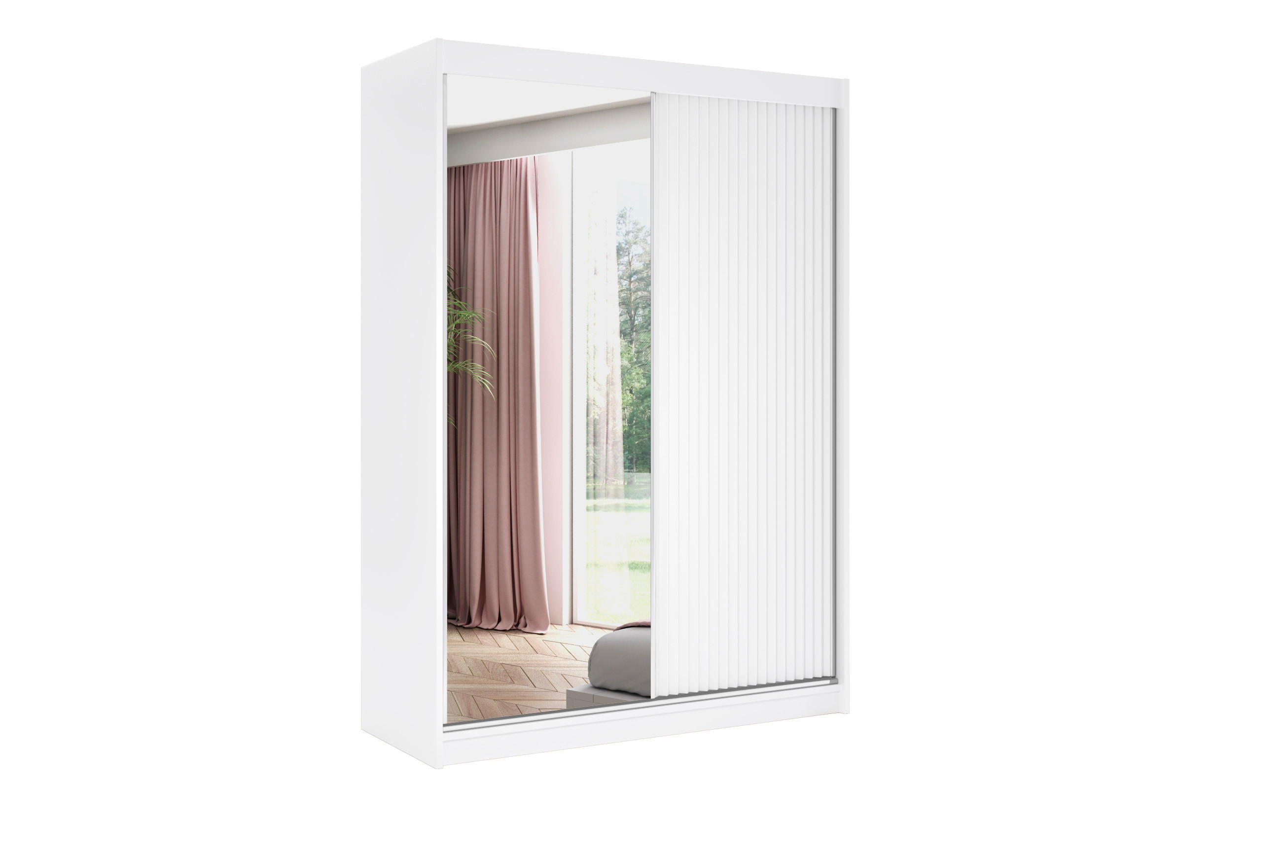 KLEIDERSCHRANK RYFLO mit LED - 150 - Weiß - Weiß, Holzwerkstoff (150/215/61cm) - ALTDECOR