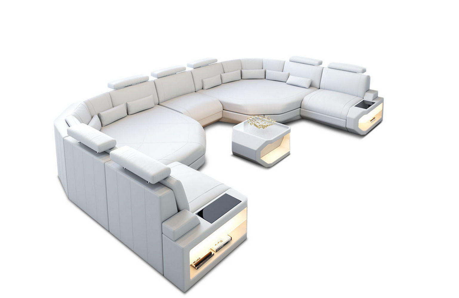 WOHNLANDSCHAFT Asti XXL - Weiß, Leder (435/93/280cm) - Sofa Dreams