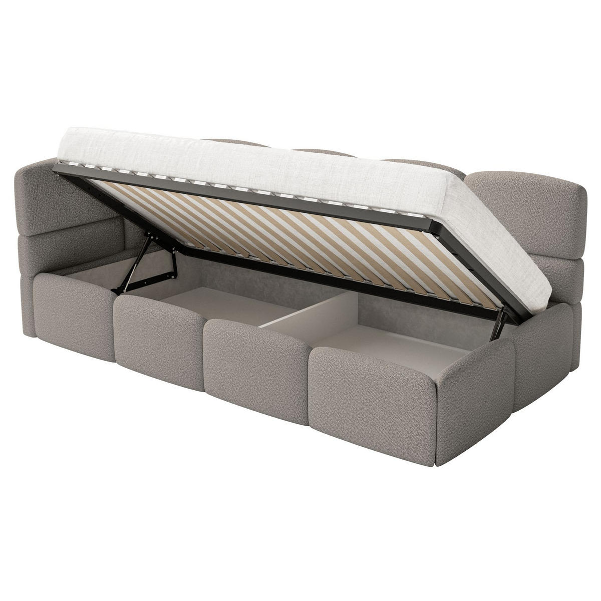 JUGENDBETT Cloudy links Bouclé Grau - Grau, Kunststoff/Textil (90/200cm) - Selsey