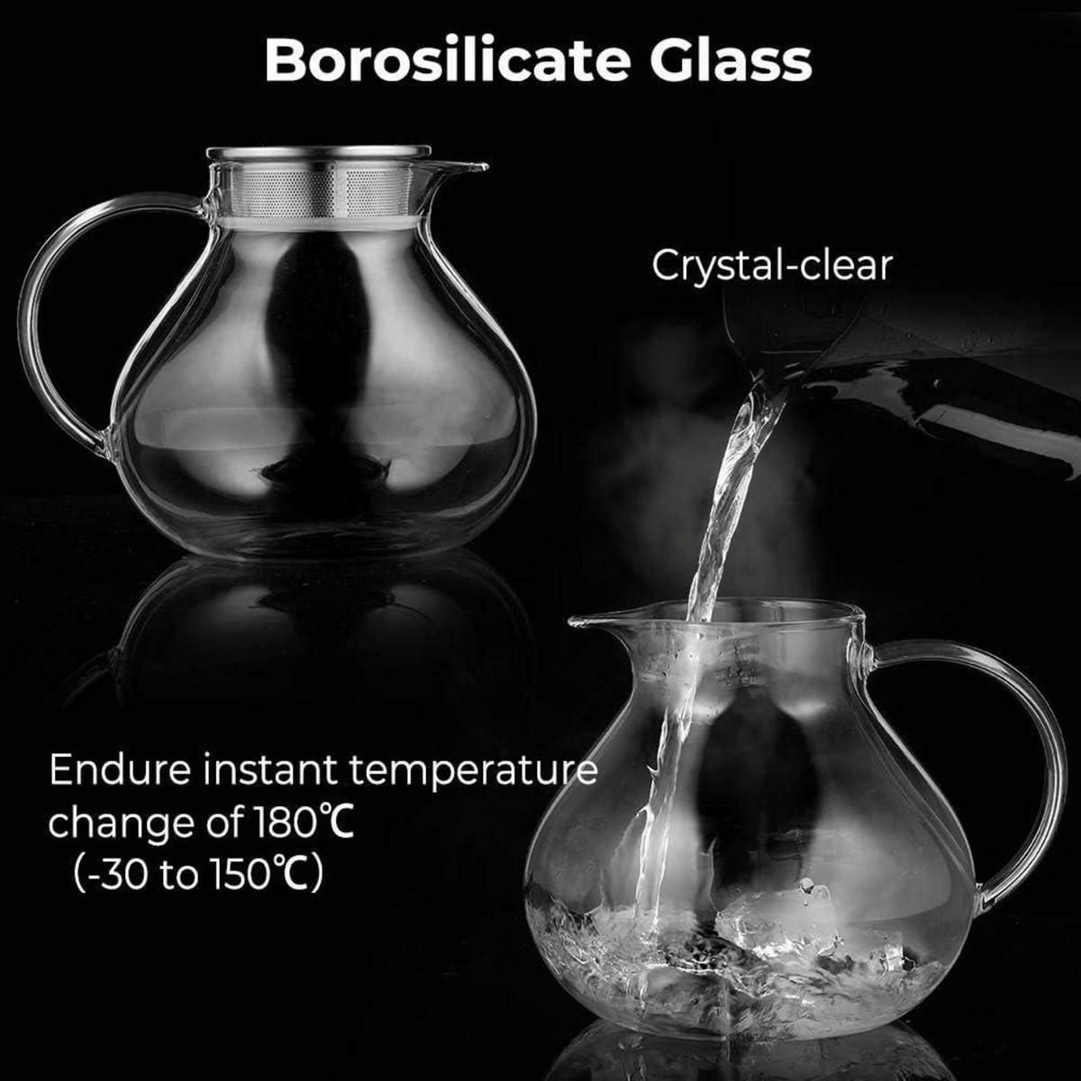 TEEKANNE Glas 1400 ml mit Edelstahlsieb - Transparent, Glas (16.2/19cm)
