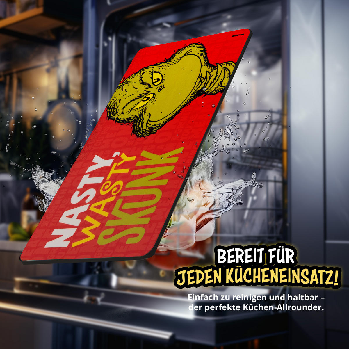 BRETTCHEN The Grinch Nasty Wasty Skunk Rot 14,5 x 23,5 cm - Rot, Kunststoff (14.5/23.5cm) - United Labels